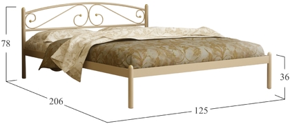 Кровать Оптима 120х200 Бежевая/Металлическое основание